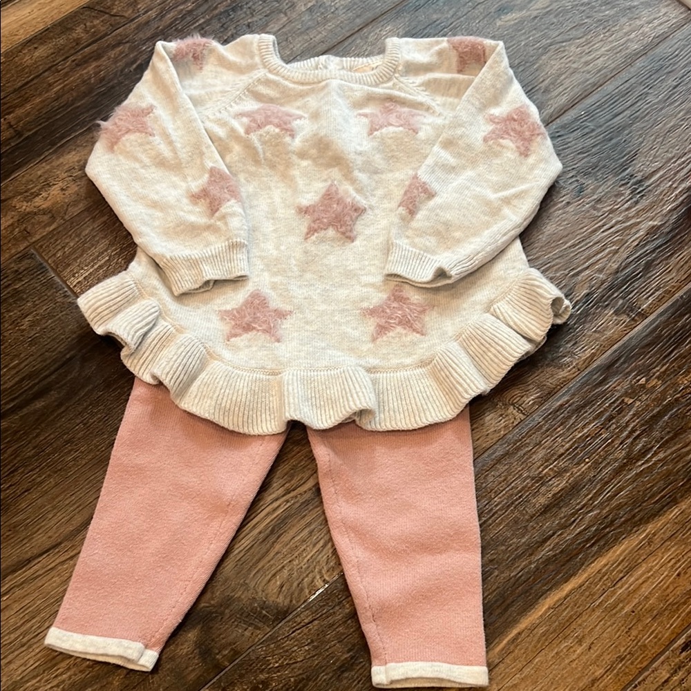 Pink Star Sweater and Leggings Set